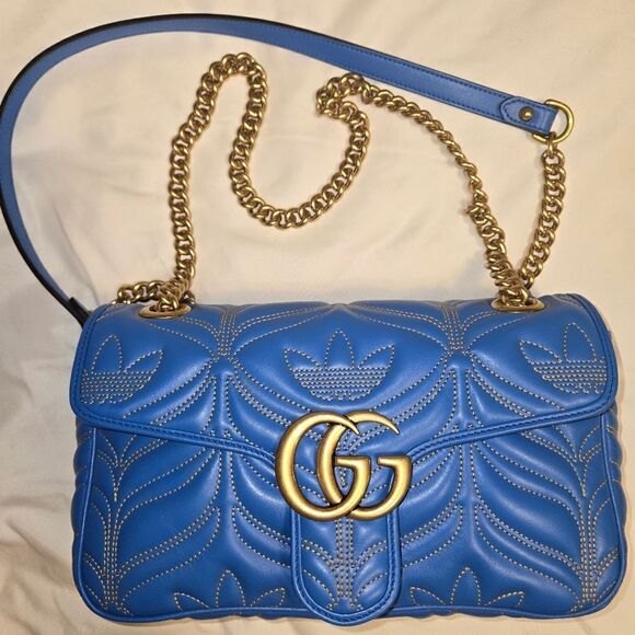 GUCCI ADIDAS X GUCCI GG MARMONT Small Shoulder Leather Bag New - Picture 4 of 13